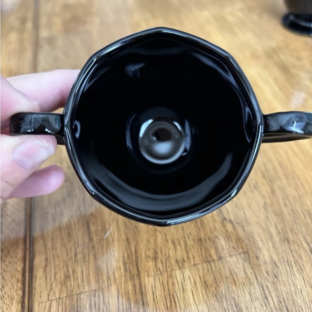 Vintage Elegant Fostoria FAIRFAX Ebony Glossy Black Glass Creamer Open Sugar - Picture 6 of 14